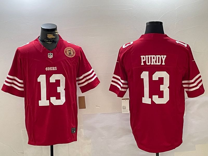 Men San Francisco 49ers #13 Purdy Red Three generations 2024 Nike Vapor Limited NFL Jersey style 3